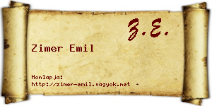 Zimer Emil névjegykártya